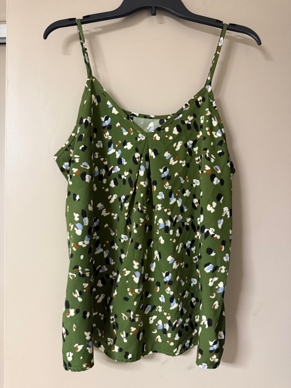 SHEIN Olive Green Floral Print Spaghetti Strap Camisole